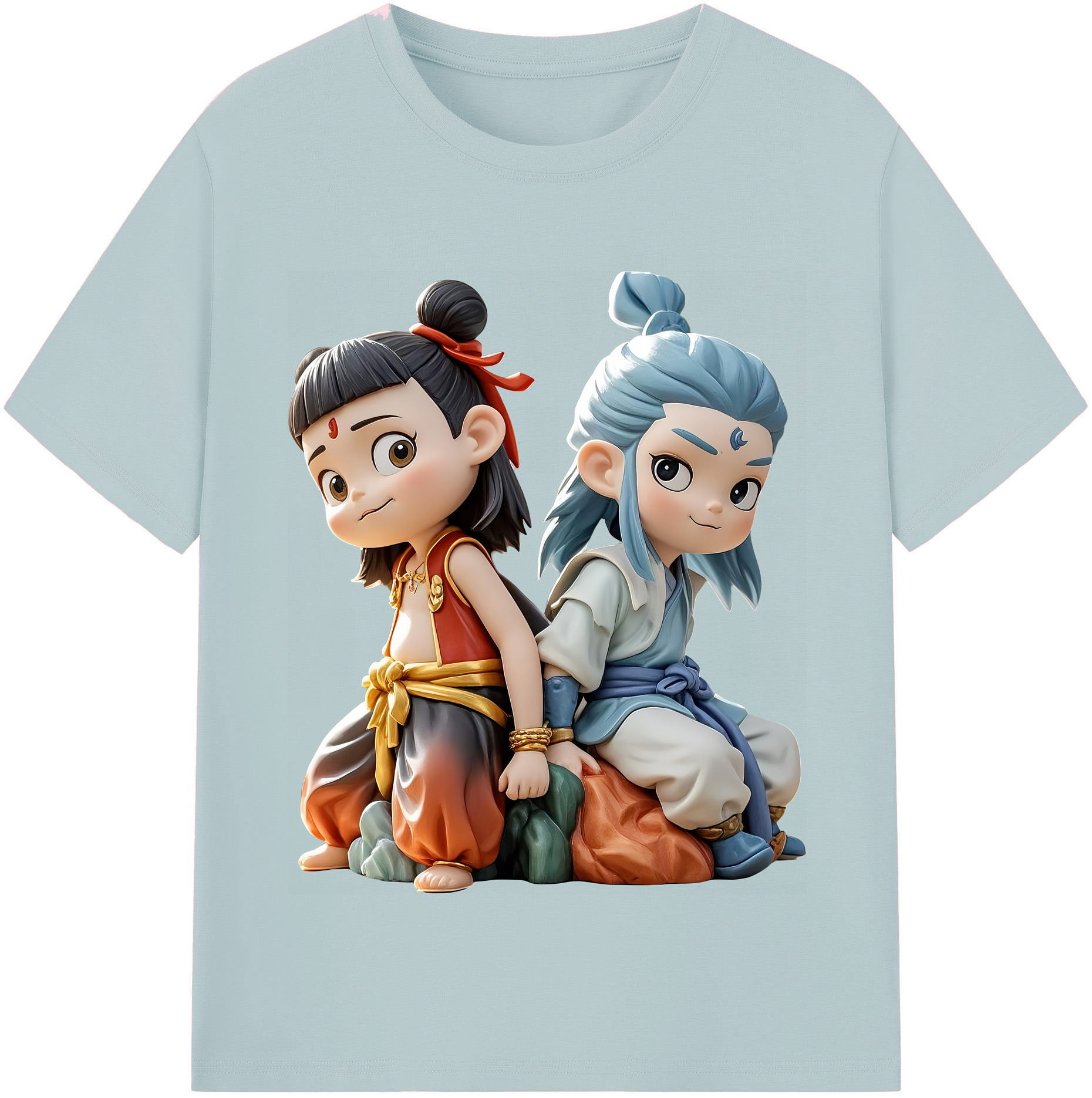（画像用） Ne Zha 2 ナタ 魔童の大暴れ 綿100％半袖Tシャツ（フロントプリント）